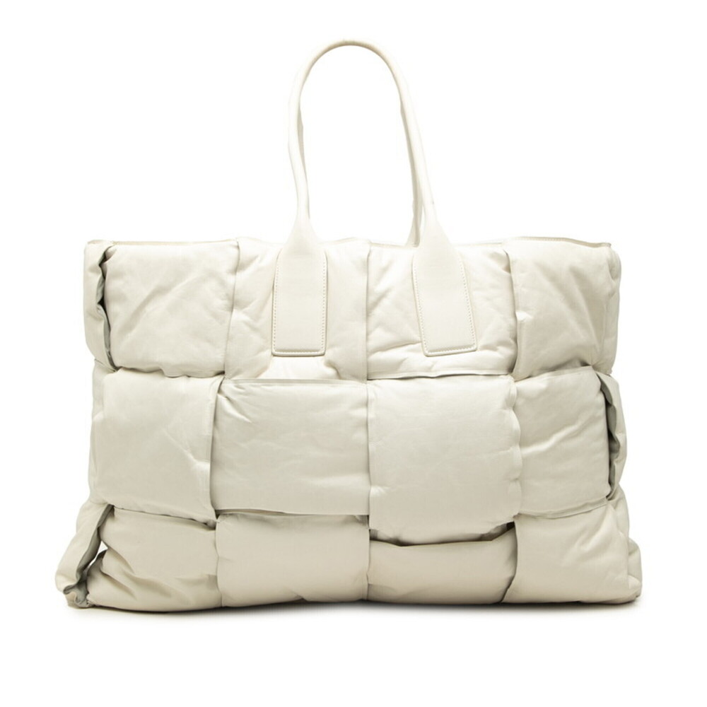 BOTTEGA VENETA White Leather Intrecciato Tote Bag